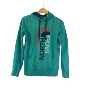 The North Face Women Blue Spell Logo Long Sleeve Seam Pocket Sweatshirt Hoodie S